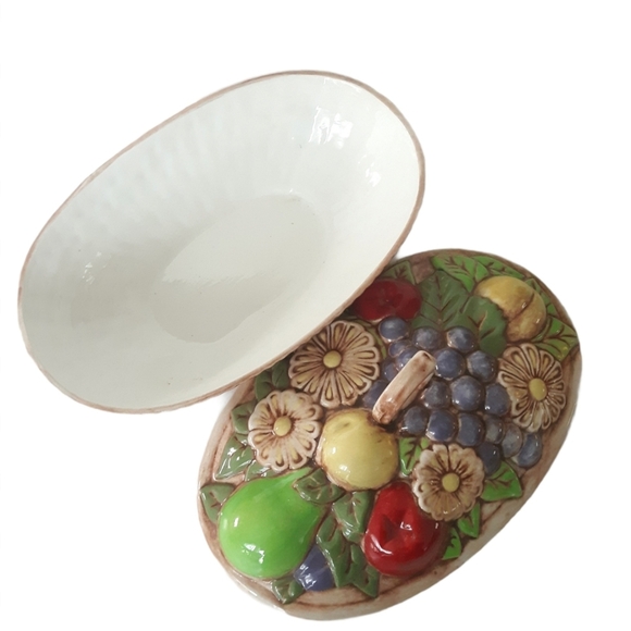 Vintage 80's Handmade Retro Pottery Lid Dish - Picture 5 of 9